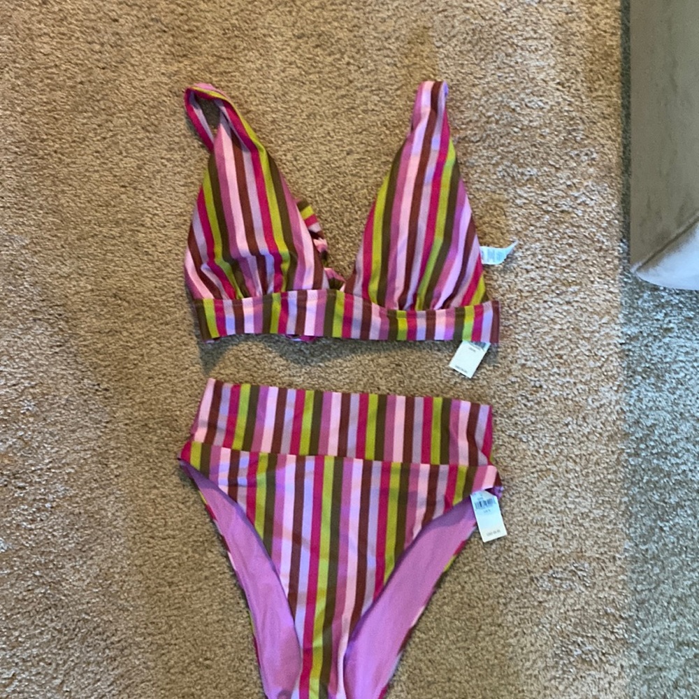 NWT aerie striped high rise bikini